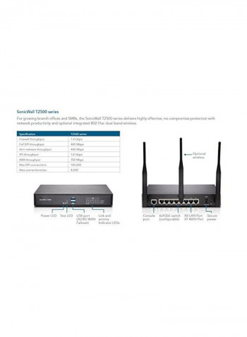 SonicWall Advance Gateway Security Router 3.5x15x22.5centimeter Black