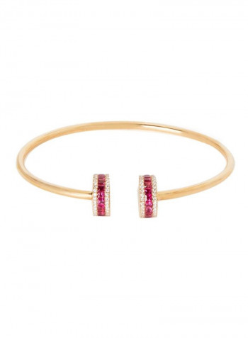 18 Karat  Yellow Gold Diamond Bangle With Ruby