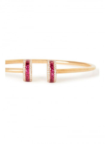 18 Karat  Yellow Gold Diamond Bangle With Ruby