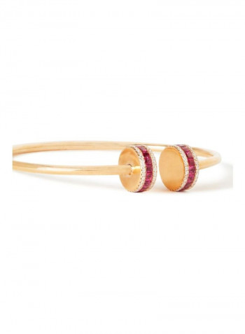 18 Karat  Yellow Gold Diamond Bangle With Ruby