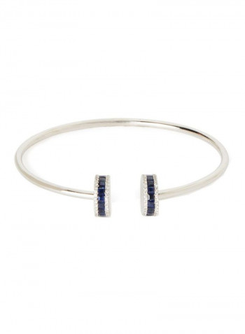 18 Karat White Gold Diamond Bangle With Sapphire