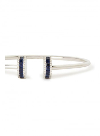 18 Karat White Gold Diamond Bangle With Sapphire