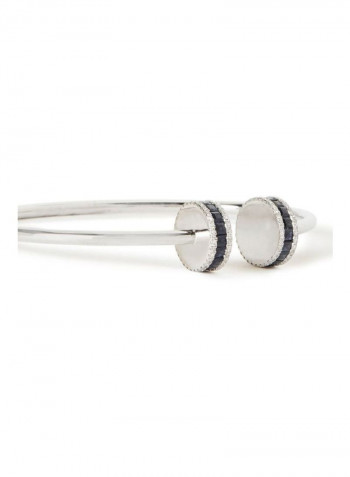 18 Karat White Gold Diamond Bangle With Sapphire