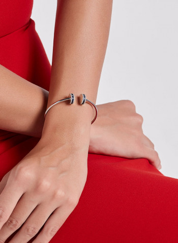 18 Karat White Gold Diamond Bangle With Sapphire
