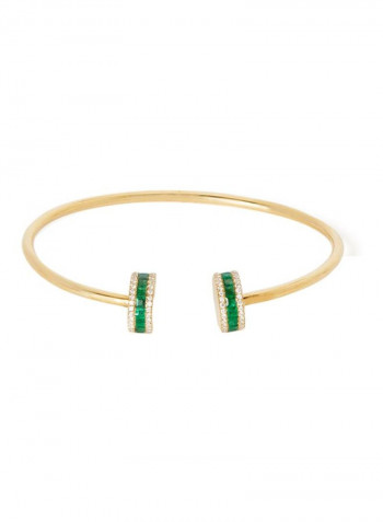 18 Karat  Gold Diamond Bangle With Emerald