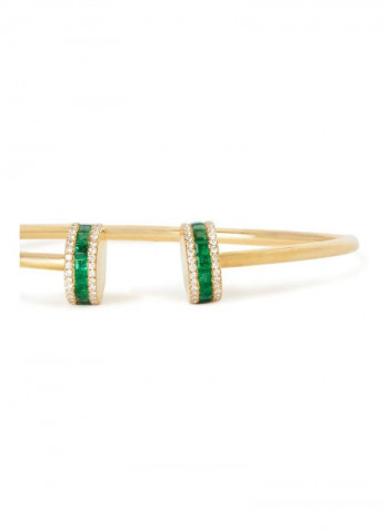 18 Karat  Gold Diamond Bangle With Emerald