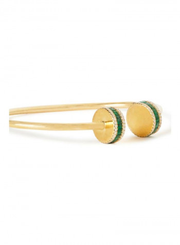 18 Karat  Gold Diamond Bangle With Emerald