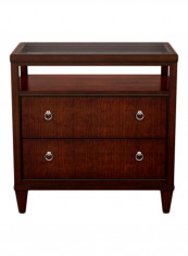 Heston Glass Top Night Table Brown 19X32.25X32inch