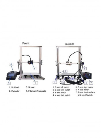 Large DIY 3D Printer With Touchscreen 13.5x13.5x1cm Silver/Black