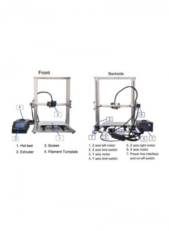 Large DIY 3D Printer With Touchscreen 13.5x1x13.5cm Silver/Black