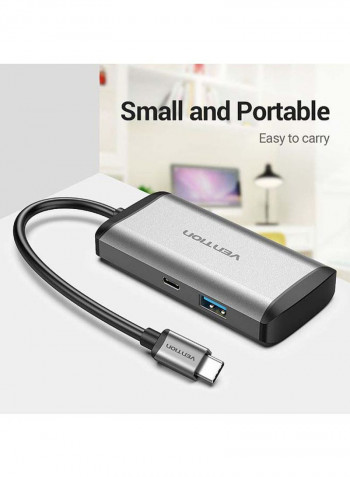 5-In-1 Type-C To HDMI Adapter Grey/Black