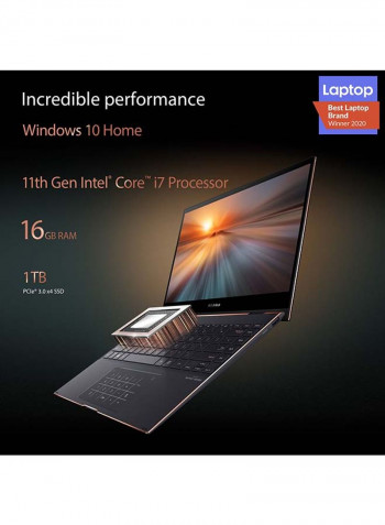 ZenBook Flip S Convertible 2-In-1 Laptop With 13.3-Inch Display, Core i7-1165G7 Processor/16GB RAM/1TB SSD/Intel Iris Xe Graphics/Backlit-Eng-Arb-KB Jade Black