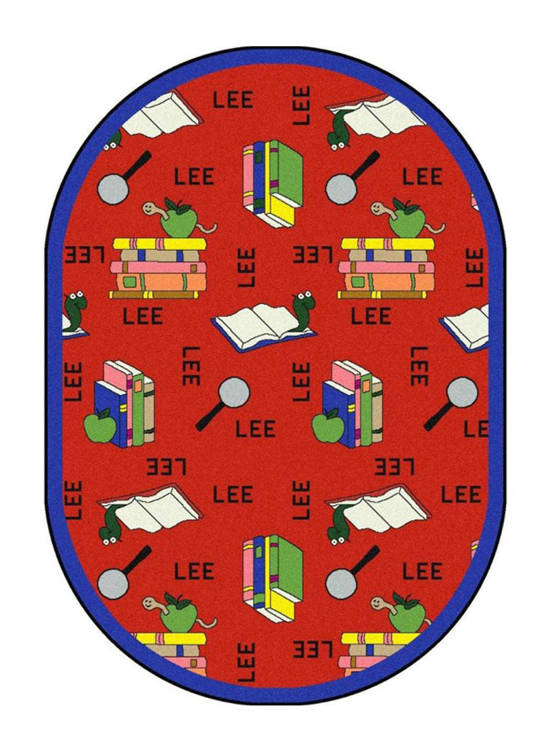Kid Essentials Language And Literacy Oval Spanish Bookworm Area Rug Red/Blue 327.66 x 401.32centimeter