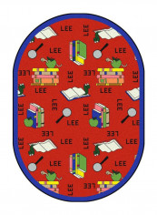 Kid Essentials Language And Literacy Oval Spanish Bookworm Area Rug Red/Blue 327.66 x 401.32centimeter