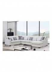 Nashville Large Sectional Right Corner Sofa With 9-Cushions And Chaise White/Grey