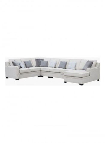 Nashville Large Sectional Right Corner Sofa With 9-Cushions And Chaise White/Grey