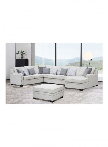 Nashville Large Sectional Right Corner Sofa With 9-Cushions And Chaise White/Grey