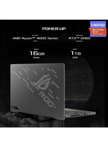ZEPHYRUS GA401IV-HA246T Laptop With 14-Inch WQHD Display/AMD Ryzen 9 4900HS Processor/16GB RAM/1TB SSD/6GB Nvidia Geforce RTX 2060 MAXQ Graphics Card Grey