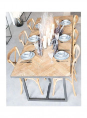Parquet Wooden Dining Table Beige/Grey 240x95x78cm