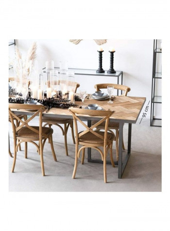 Parquet Wooden Dining Table Beige/Grey 240x95x78cm