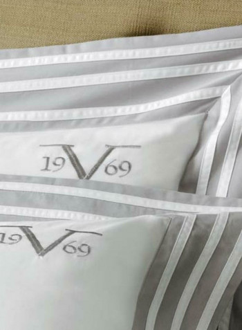 Versace 19.69 "Gramma" Bedspread Set Grey 240x260 Cm + Two Pillowcases 50x75 Cm Cotton Grey 240x264cm
