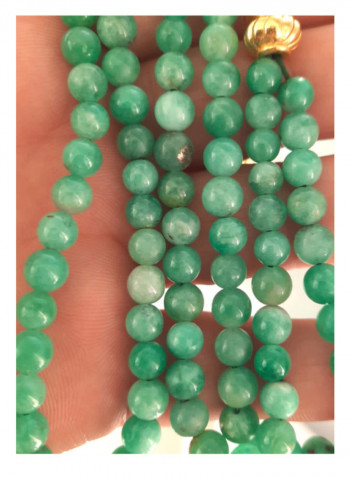 Natural Genuine Authentic Colombian Emerald Spheres With 18K Gold Plated Beads Bracelet