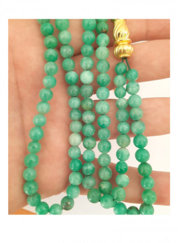 Natural Genuine Authentic Colombian Emerald Spheres With 18K Gold Plated Beads Bracelet