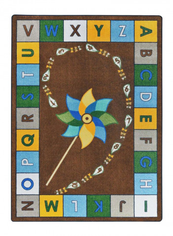 Kid Essentials Early Childhood Oval Alphabet Pinwheel Rug Brown 327.66 x 401.32centimeter