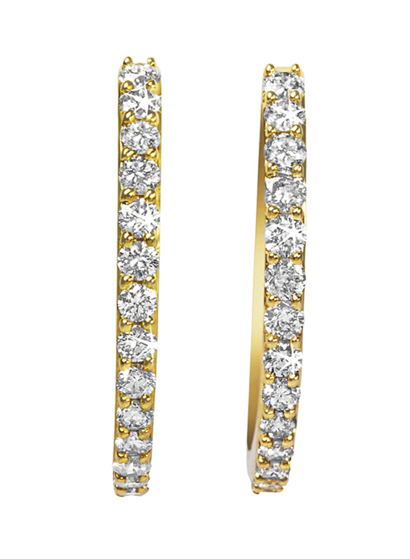 Yellow Gold 1 Carat Diamond Embellished Hoops Earrings