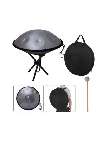 10 Notes Handpan Drum Stick Cleaning Cloth Metal Stand Carry Bag