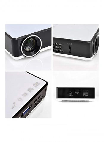 Portable Home Theater Projector With Wi-Fi Wireless Multimedia Streaming PRJAND805 White/Grey
