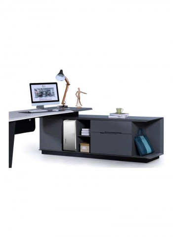 Wooden Office Desk Grey/White 2600x2050x750millimeter
