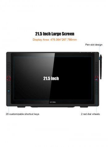22R Pro HD IPS Drawing Graphic Tablet 570x334.8x44.8millimeter Black