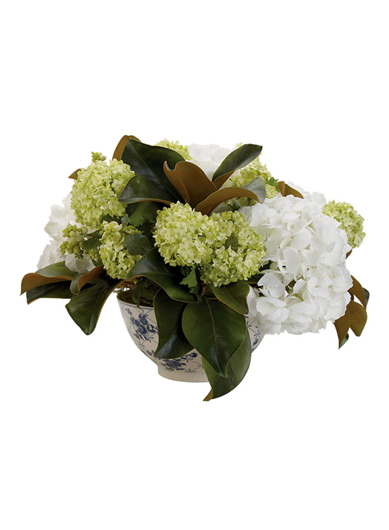 Hydrangea With Bowl Green/White