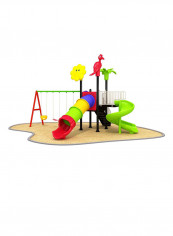 5-In-1 Tube Slide Round S-Slide And 3 Swing Set 12006