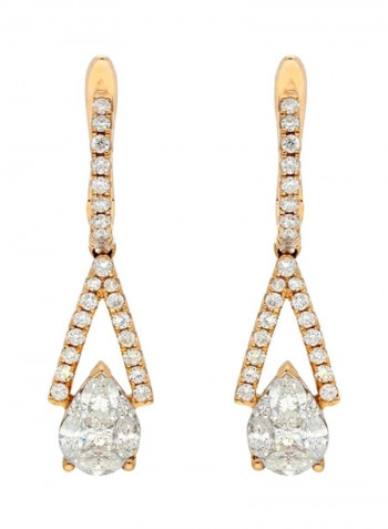 18 Karat Gold 1.16Ct Diamond And Pear Stone Studded Dangle Earrings