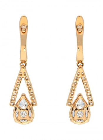 18 Karat Gold 1.16Ct Diamond And Pear Stone Studded Dangle Earrings
