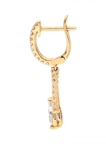18 Karat Gold 1.16Ct Diamond And Pear Stone Studded Dangle Earrings