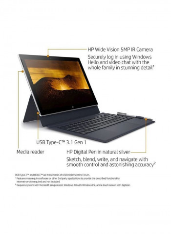 Envy X2 Convertible 2-In-1 Laptop With 12.3-Inch Display, Qualcomm Snapdragon 835 Processor/4GB RAM/128 GB Flash Drive/Qualcomm Adreno 540 GPU Graphics With Stylus Pen Silver