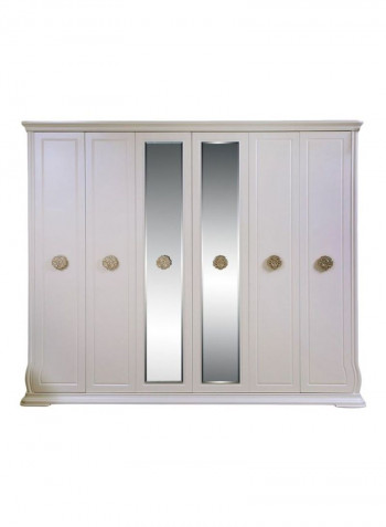 Topmark 6-Door Wardrobe White/Clear/Gold 275x222x62centimeter