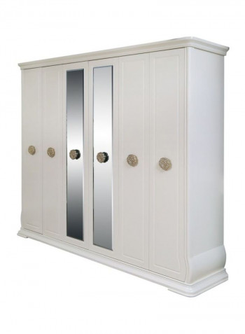 Topmark 6-Door Wardrobe White/Clear/Gold 275x222x62centimeter