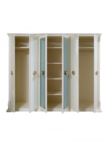 Topmark 6-Door Wardrobe White/Clear/Gold 275x222x62centimeter