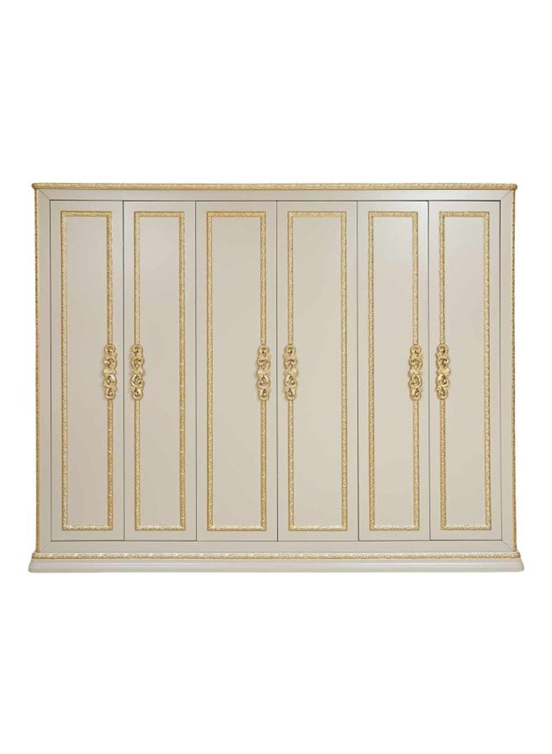 Realspan 6-Door Wardrobe Beige/Gold 277x224x62centimeter