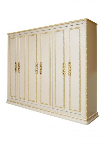 Realspan 6-Door Wardrobe Beige/Gold 277x224x62centimeter