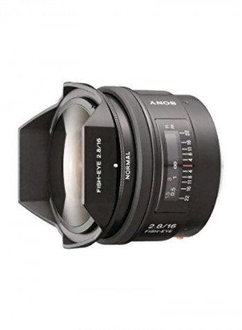 SAL-16F28 16mm f/2.8 Fisheye Lens For Sony Alpha Digital SLR Camera 16mm 16millimeter Black