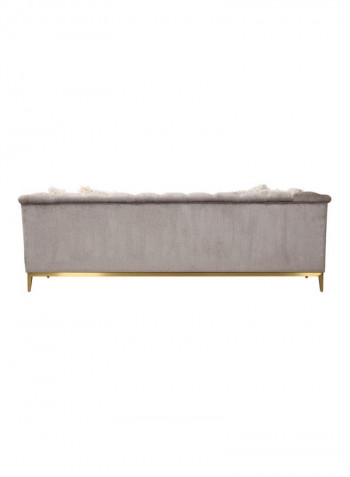 Clara 3-Seater Wooden Sofa Grey/Gold 240x100x78centimeter
