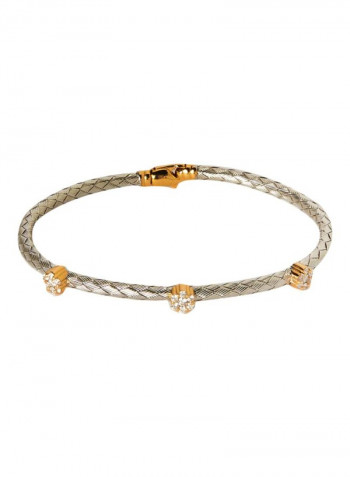 18 Karat White/Yellow Gold Diamond Bangle