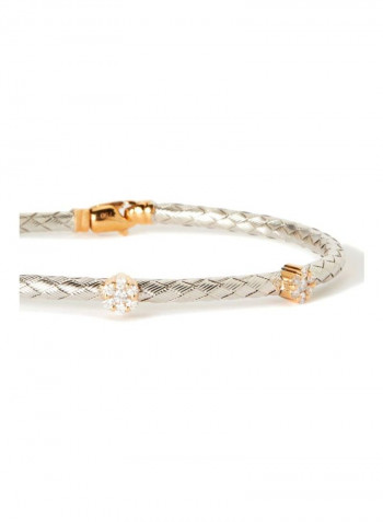 18 Karat White/Yellow Gold Diamond Bangle