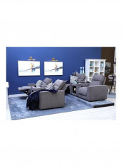 Brixley 2 Seater Recliner With Cup Holder Grey 246x100x95cm