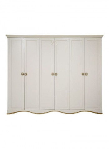 Esterford 6-Door Wardrobe Beige/Gold 275x221x63centimeter